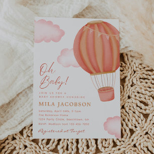 Hot Air Balloon Girl Baby Shower Invitation