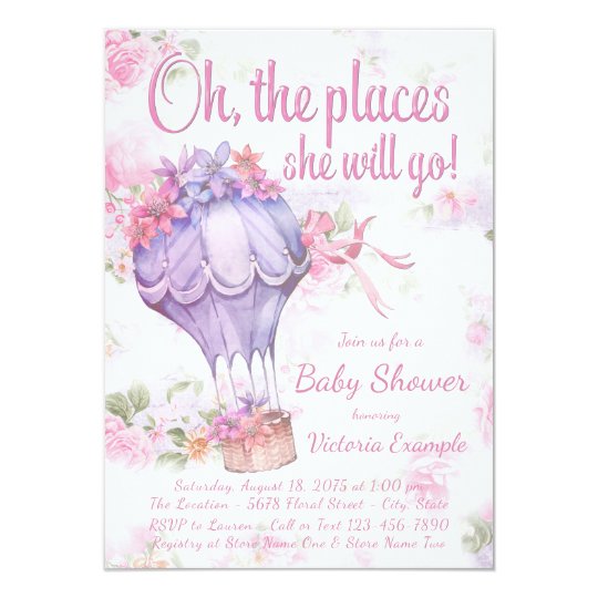 Hot Air Balloon Girl Baby Shower Invitations Zazzle Com