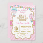Hot Air Balloon Girl Baby Shower Party Invite (Front/Back)