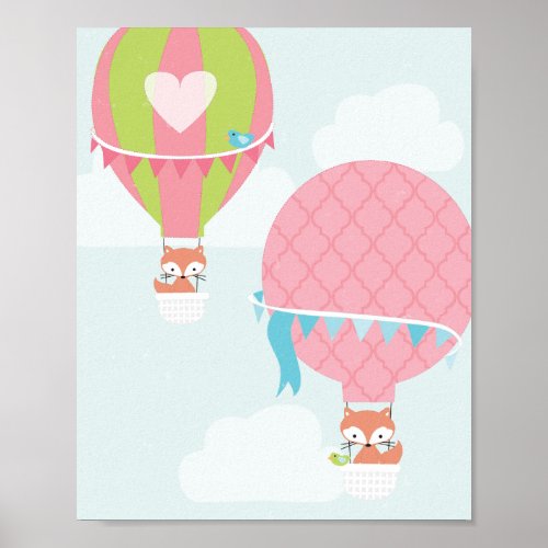 Hot Air Balloon Girl Nursery Art Poster