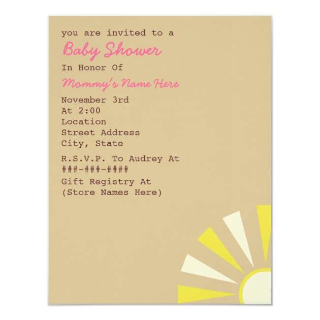 Hot Air Balloon Girly Baby Shower Invitation