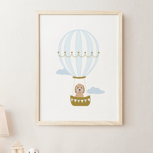 Hot Air Balloon Goldendoodle Nursery Decor Poster