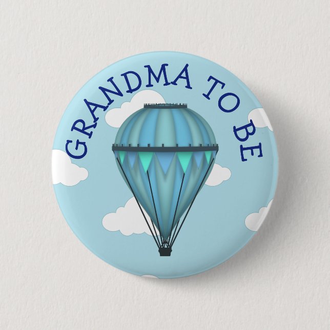 Hot Air Balloon Grandma  To Be Baby Shower Button (Front)