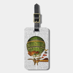 Hot Air Balloon Green Luggage Tag