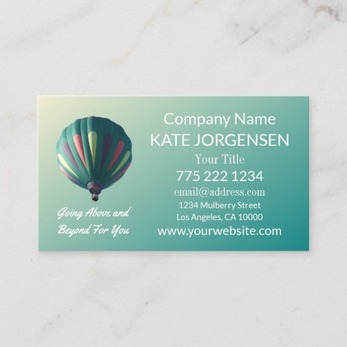 Hot Air Balloon Green Ombre Business Card
