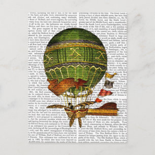 Hot Air Balloon Green Postcard