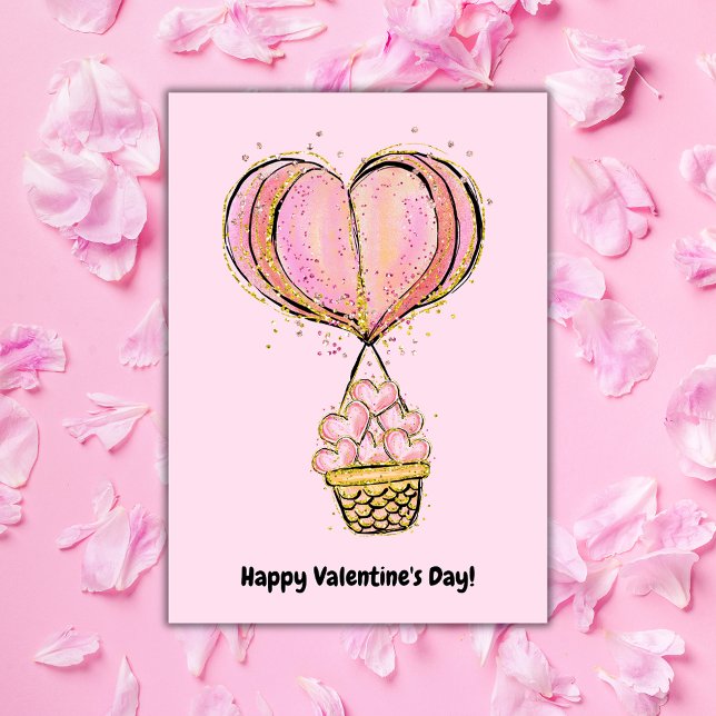 Hot Air Balloon Happy Valentine's Day Card (Creator Uploaded)
