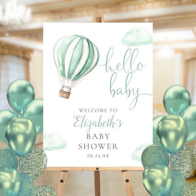 Hot Air Balloon Hello Baby Shower Welcome Sign (Hot Air Balloon Hello Baby Shower Welcome Sign)