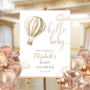 Hot Air Balloon Hello Baby Shower Welcome Sign