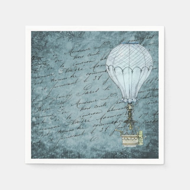Hot Air Balloon Illustration Paper Napkins (Front)