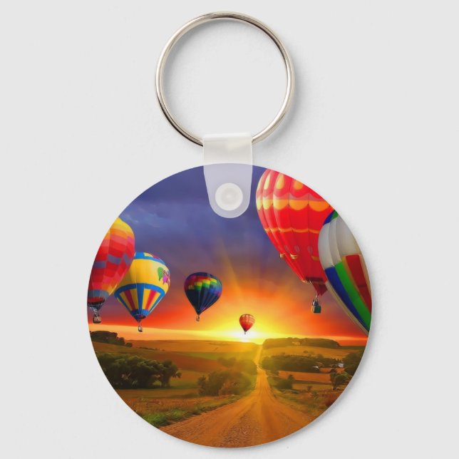 hot air balloon image keychain (Front)