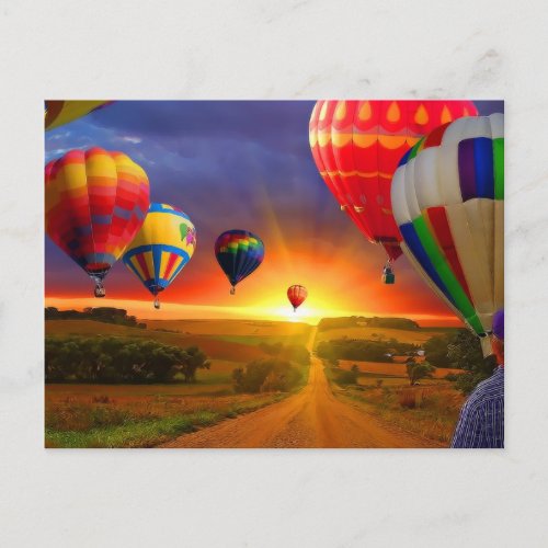 hot air balloon image postcard