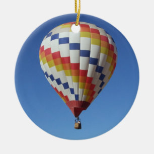 Hot Air Balloon in a Blue Sky Ceramic Ornament