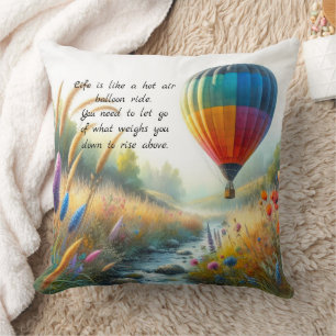 Hot Air Balloon Inspiration Quote Throw Pillow