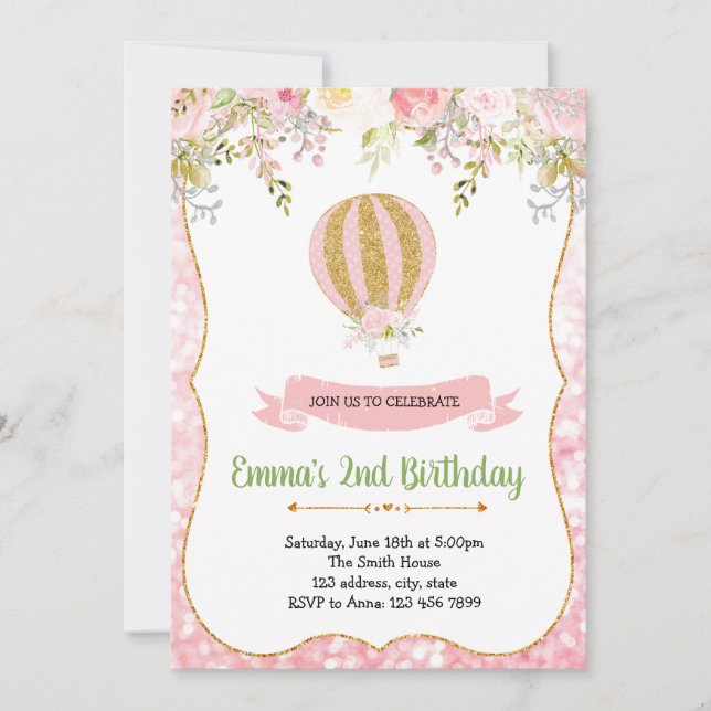 Hot air balloon invitation (Front)