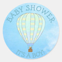 Hot Air Balloon, Its a Boy, Baby Shower Stickers