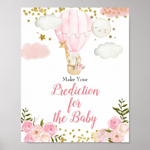 Hot air balloon jungle animal Predictions for baby Poster