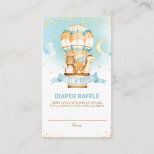 Hot Air Balloon Jungle Animals Boy Diaper Raffle Enclosure Card