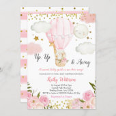Hot Air Balloon jungle animals Girl Baby Shower Invitation (Front/Back)