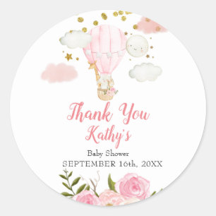 Hot Air Balloon Jungle Animals Gold Dot Glitter Classic Round Sticker