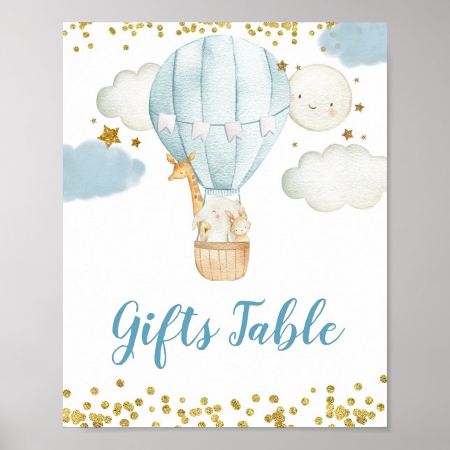Hot Air Balloon Jungle Gifts Table Sign (Front)