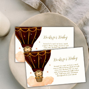 Hot Air Balloon Jungle Lion Books For Baby Shower  Enclosure Card