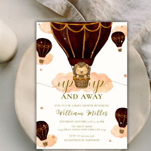 Hot Air Balloon Jungle Lion Boy Baby Shower Invitation