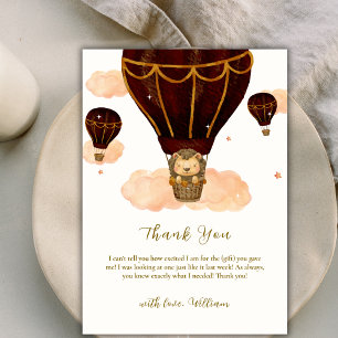 Hot Air Balloon Jungle Lion Boy Baby Shower Thank You Card