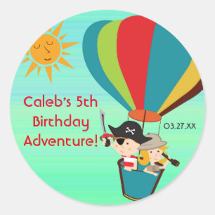 Hot Air Balloon Kids Adventure Vintage Stickers