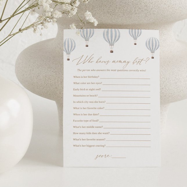 Hot Air Balloon Knows Mommy Best Baby Shower Game Invitation (Creator Uploaded)
