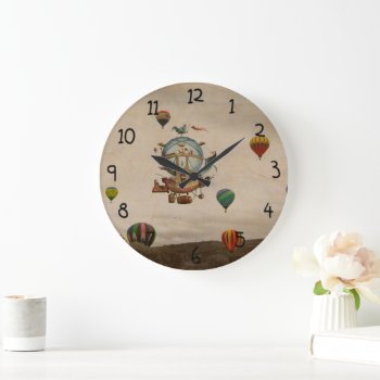 Hot Air Balloon  La Minerve 1803  Travel In Style Large Clock by BluePress at Zazzle
