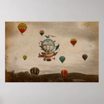 Hot Air Balloon  La Minerve 1803  Travel In Style Poster by BluePress at Zazzle