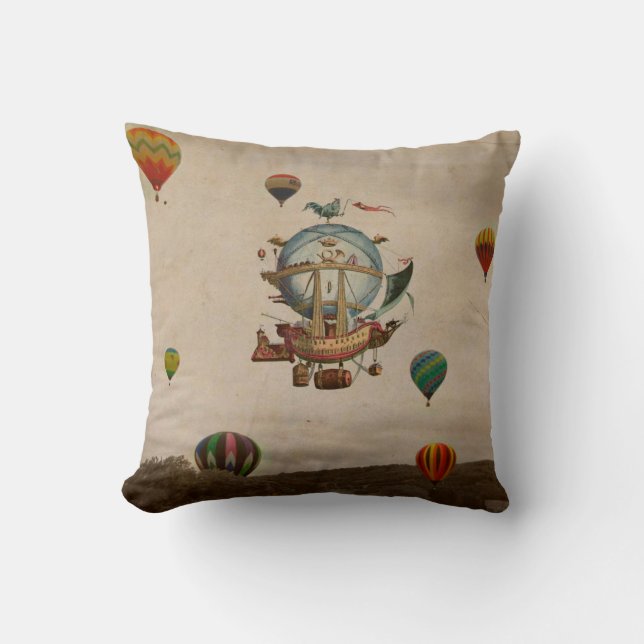 Hot Air Balloon, La Minerve 1803  travel in style Throw Pillow (Front)