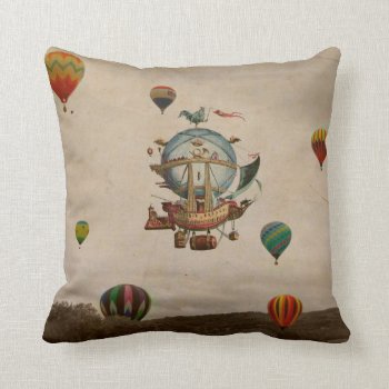Hot Air Balloon  La Minerve 1803  Travel In Style Throw Pillow by BluePress at Zazzle