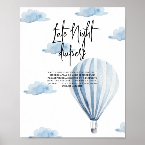 Hot air balloon _ Late Night diapers Poster