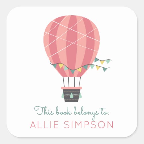 Hot Air Balloon Library Bookplate Sticker