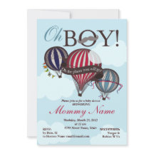 Hot Air Balloon Lil Man Shower Invitation