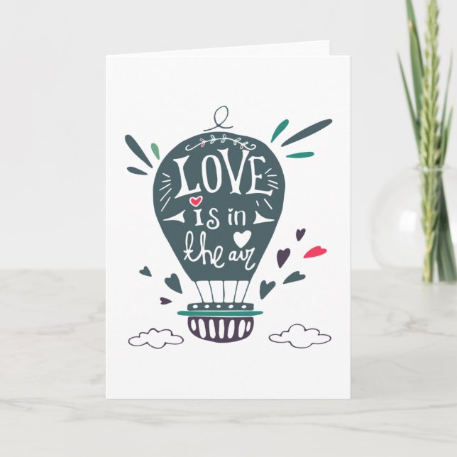 Hot air balloon: Love is in the air holiday card (Front)
