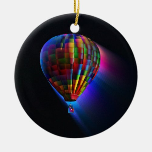 Hot Air Balloon Magical Flight Digital Art Ceramic Ornament