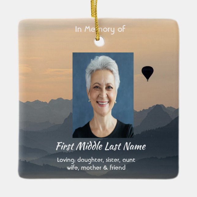 Hot Air Balloon  Memorial Keepsake  Ceramic Ornament (Front)
