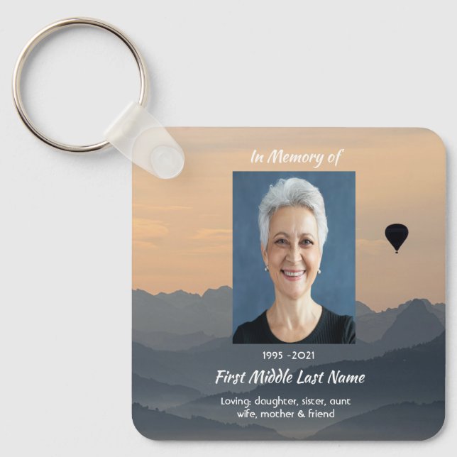 Hot Air Balloon  Memorial Keepsake  Keychain (Front)