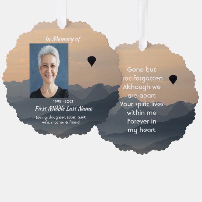 Hot Air Balloon  Memorial Keepsake  Ornament Card (Front/Back)