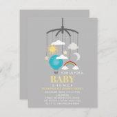 Hot Air Balloon Mobile Boy Modern Baby Shower Invitation (Front/Back)