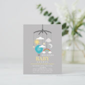 Hot Air Balloon Mobile Boy Modern Baby Shower Invitation (Standing Front)