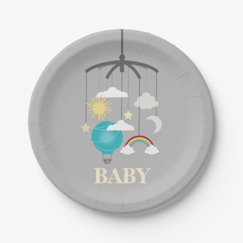 Hot Air Balloon Mobile Modern Boy Baby Shower Paper Plates