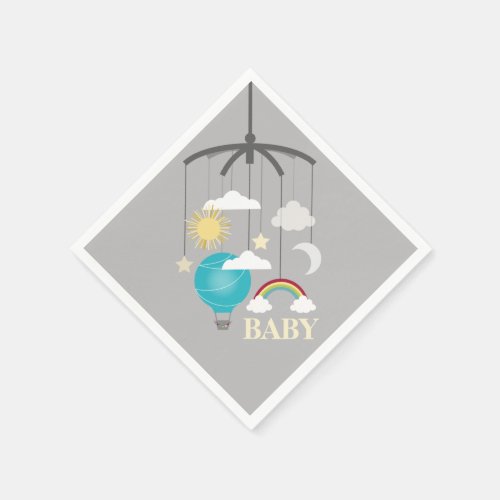 Hot Air Balloon Modern Boy Baby Shower Napkins