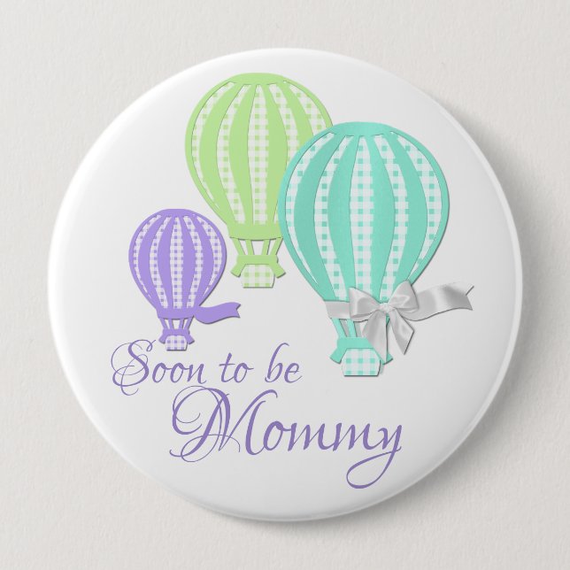 Hot Air Balloon Mommy to Be Pinback Button (Front)