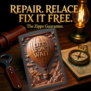 Hot Air Balloon Mountain Adventure Dark Zippo Lighter