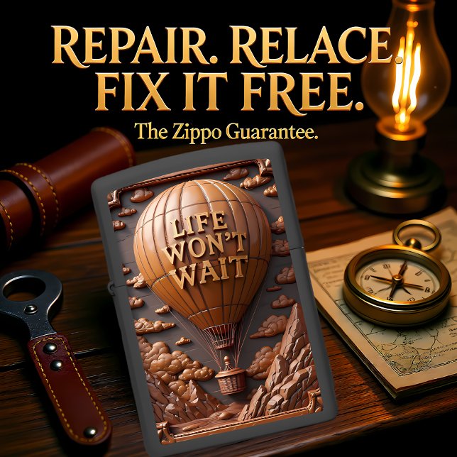 Hot Air Balloon Mountain Adventure Dark Zippo Lighter (Creator Uploaded)