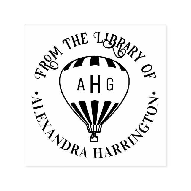  Hot Air Balloon Name 3 Initial Library Book Self-inking Stamp (Design)